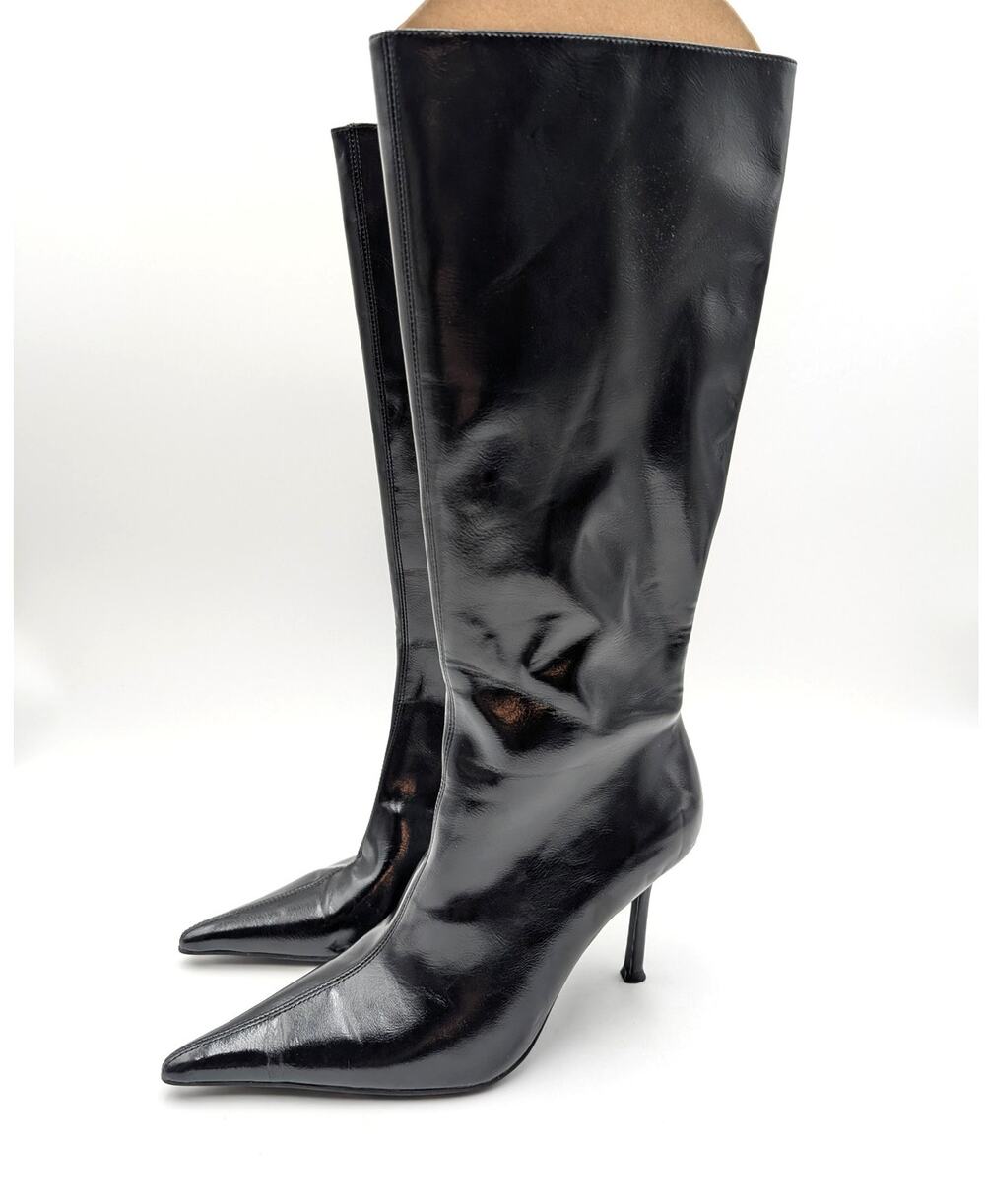 Jeffrey Campbell Darling Pointed Toe Knee High Boots Women's Black Sz US8.5 EU39